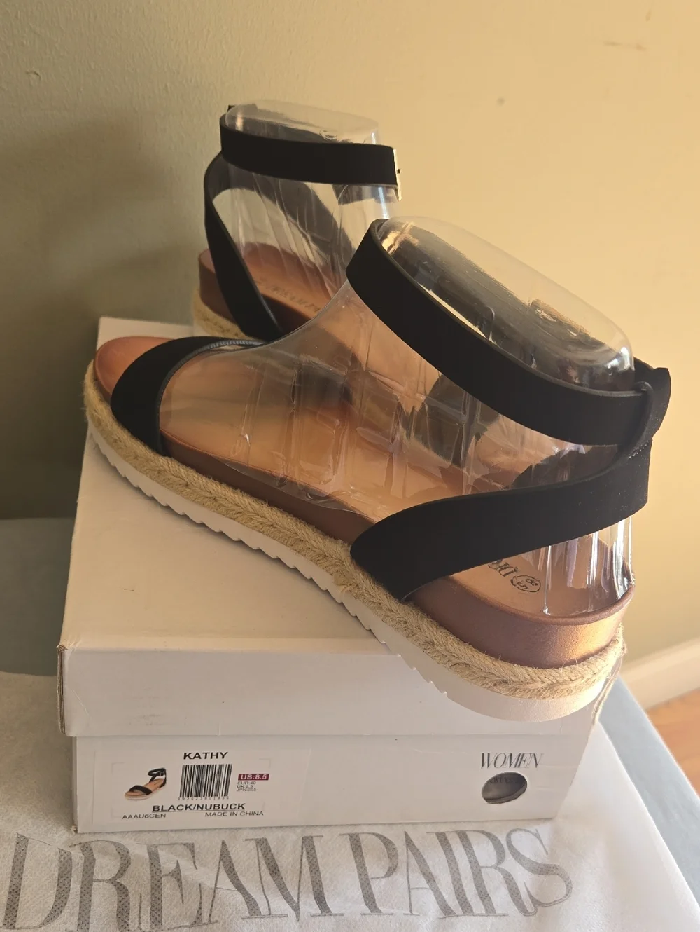 Dream Pairs Black Espadrille Ankle-Strap  Sandals Sz 8.5